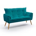 Ver imagem 2 de Kit Poltrona Namoradeira e 2 Poltronas Beta com Puff Solar Suede Azul Turquesa Aradecor