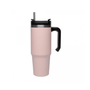 Caneca Térmica Parede Dupla Slimterm com Base Ergonômica e Canudo Rosa 890ml - Wolff