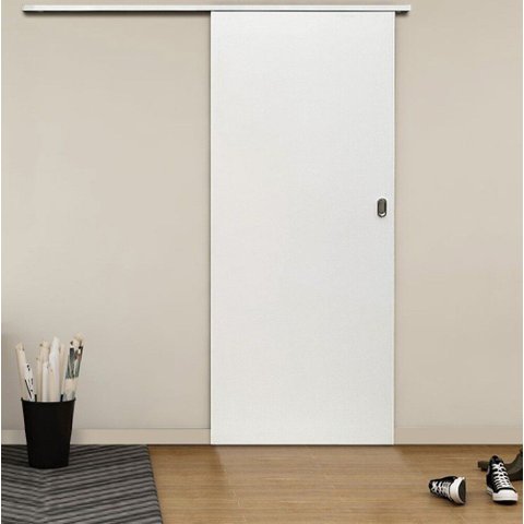 Kit Porta de Correr Colmeia Eucaplac Branco Somad 210 x 82 Trilho Alumínio Branco