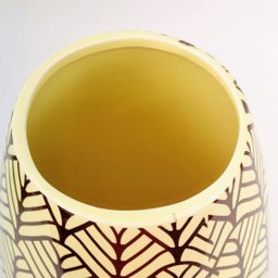 Vaso Amarelo Marrom Decorativo 30x11cm Folha Decoração - 5