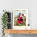 Ver imagem 2 de Quadro Flor Vermelha com Passarinho 33x24cm - com Vidro:moldura Branca