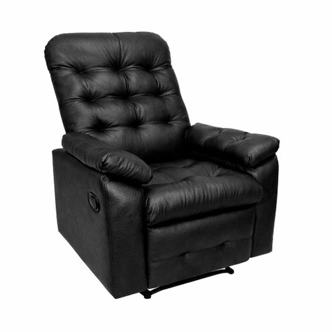 Poltrona Mari Reclinável Courino Preto Brilho - Sallar Home