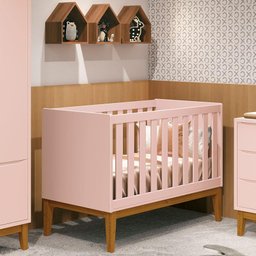 Berço Americano New Classic Rosa com Pés Madeira – Reller - 3