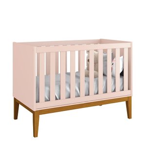 Berço Americano New Classic Rosa com Pés Madeira – Reller
