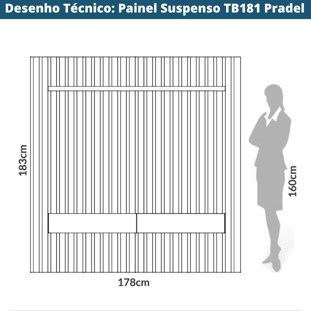 Painel Suspenso Ripado Tb181 Pradel 178 Cm (largura) em Mdf Cor Freijó e Off White 2 Gavetas - 5