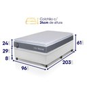Ver imagem 3 de Conjunto Box Baú Branco Luanda Cinza Espuma D28 Solteiro 96x203x69 - King House