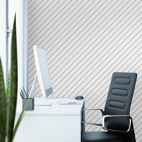 Papel de Parede Linhas Branco e Cinza 3 Arte Destaque 3,50 Metros