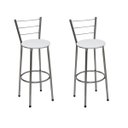 Ver imagem 1 de Kit 2 Banquetas Média Cromada Com Encosto Assento Branco