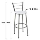Ver imagem 3 de Kit 2 Banquetas Média Cromada Com Encosto Assento Branco