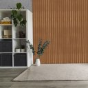 Ver imagem 7 de Painel Placa Ripado 44x11cm Colante Kit C/10 Painéis em Mdf:ripado Freijó (caramelo)