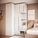 Ver imagem 1 de Guarda Roupa Modulado 100% MDF 3 Peças com Mesa de Cabeceira Esquerda 3 Portas e 2 Gavetas Integrato
