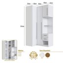 Ver imagem 3 de Guarda Roupa Modulado 100% MDF 3 Peças com Mesa de Cabeceira Esquerda 3 Portas e 2 Gavetas Integrato