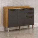 Ver imagem 2 de Balcão 3 Portas 2 Gavetas Valencia - Carvalho/grafite