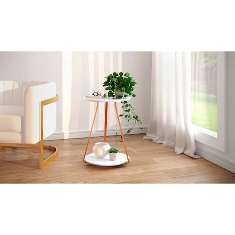 Mesinha Canto Lateral Decorativa Redonda Sofia Pés Ferro