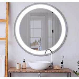 Espelho Banheiro Led 3 Cores Frio Neutro e Quente 90 Redondo Bivolt Grande 90cm