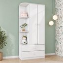 Ver imagem 1 de Guarda Roupa Infantil Labirinto 2 Portas e 2 Gavetas Branco - Móveis Henn