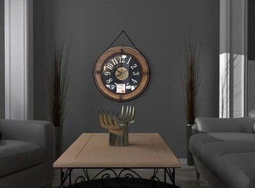 Relógio de Parede Vintage Importado Alça de Couro 65 x 65