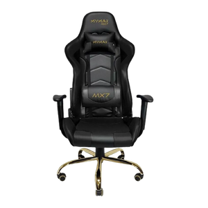 Cadeira Gamer Giratória Couro Sintético Preto / Dourada Mymax - Mx7 Golden Edition