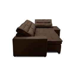 Sofá de Canto Retrátil e Reclinável com Molas LD 3,00x2,00m Viviane Suede Marrom Madelina Decor - 4