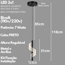 Ver imagem 3 de Luminária Pendente 5 Watts Led 3 Cores Acrílico Metal Lustre Teto Gimpo Kjdd-l-013:preto