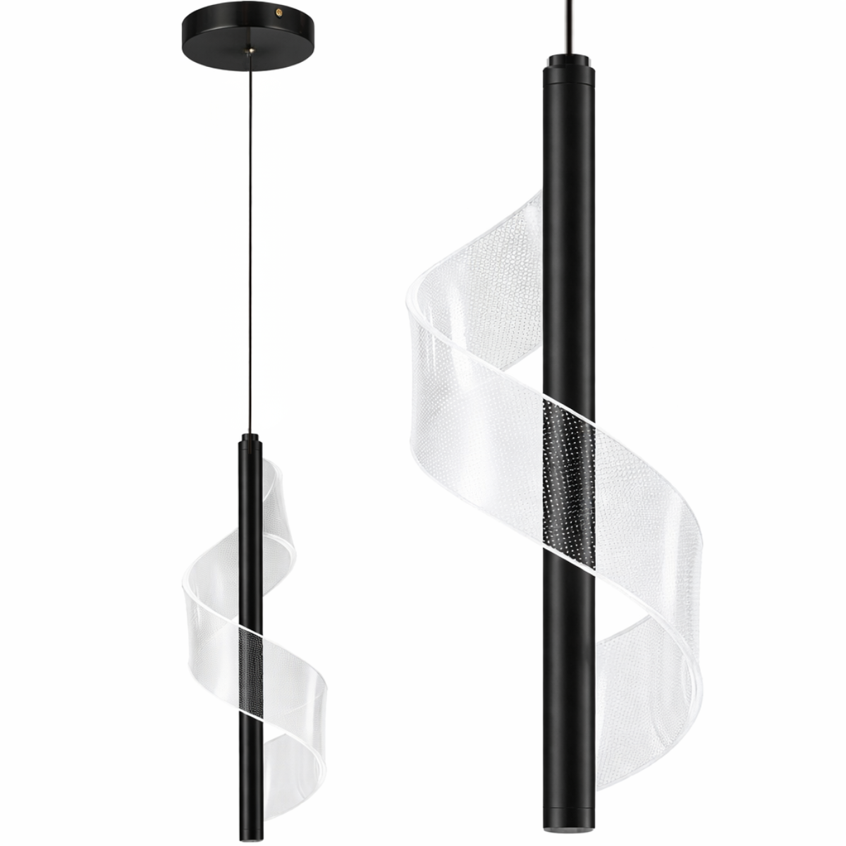 Luminária Pendente 5 Watts Led 3 Cores Acrílico Metal Lustre Teto Gimpo Kjdd-l-013:preto