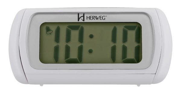 Relógio Despertador Digital Branco Luz Noturna Azul Herweg
