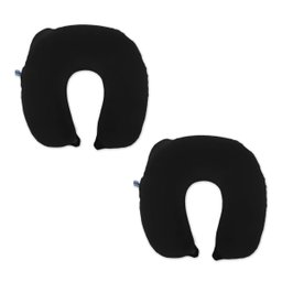 Kit 2 Travesseiro Pescoço Almofada Viagem Travel Plush Nap Preto - 1