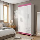 Ver imagem 4 de Guarda Roupa Notável Nt 6010 4 Portas 2 Gavetas 187cm Branco Rosa Texturizado