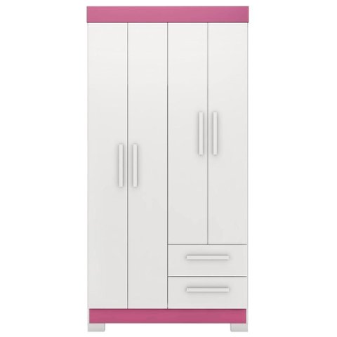 Guarda Roupa Notável Nt 6010 4 Portas 2 Gavetas 187cm Branco Rosa Texturizado