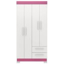 Ver imagem 1 de Guarda Roupa Notável Nt 6010 4 Portas 2 Gavetas 187cm Branco Rosa Texturizado