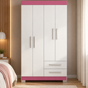 Ver imagem 1 de Guarda-Roupa Nt 6010 187cm 4 Portas 2 Gavetas Branco/Rosa Texturizado - Notável Móveis