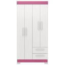 Ver imagem 2 de Guarda-Roupa Nt 6010 187cm 4 Portas 2 Gavetas Branco/Rosa Texturizado - Notável Móveis