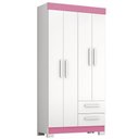 Ver imagem 3 de Guarda-Roupa Nt 6010 187cm 4 Portas 2 Gavetas Branco/Rosa Texturizado - Notável Móveis