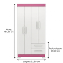 Ver imagem 5 de Guarda-Roupa Nt 6010 187cm 4 Portas 2 Gavetas Branco/Rosa Texturizado - Notável Móveis