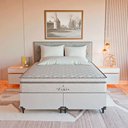 Ver imagem 2 de Cama Box Queen Branco + Colchão Paris Molas Ensacadas Branco Couro Branco/branco