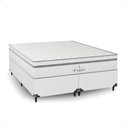 Ver imagem 1 de Cama Box Queen Branco + Colchão Paris Molas Ensacadas Branco Couro Branco/branco