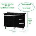 Ver imagem 3 de Gabinete Para Pia de 1.20 Metro balcão 100% MDF com Puxador em Alumínio inteiro chapa de 15mm ultima