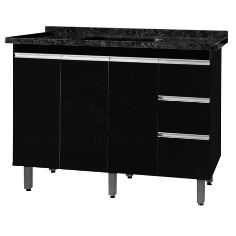 Gabinete Para Pia de 1.20 Metro balcão 100% MDF com Puxador em Alumínio inteiro chapa de 15mm ultima