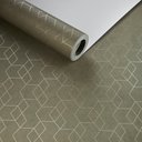 Ver imagem 3 de PAPEL DE PAREDE IMPORTADO GEOMETRICO VERDE C/DOURADO
