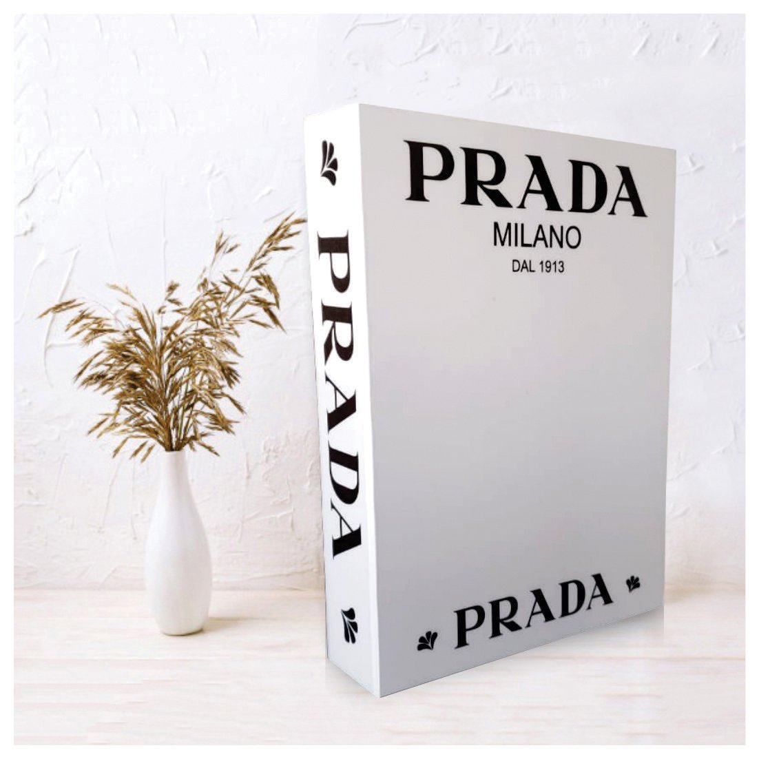 Caixa Livro Porta Objetos PRADA MILANO 21x28x5cm Texturizada - 2