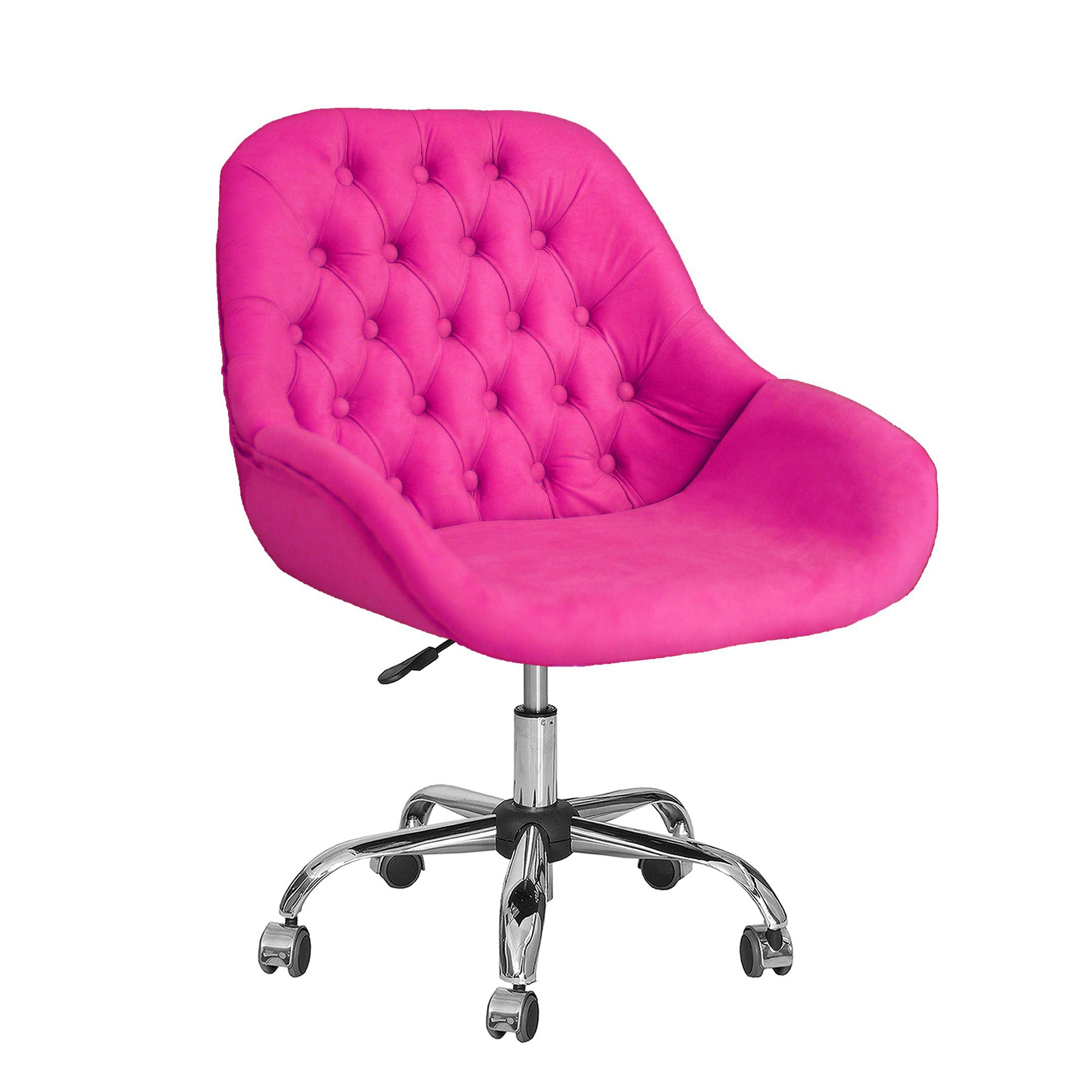Cadeira Poltrona Alice Rosa Pink Decorativa Regulagem de Altura Rodinhas