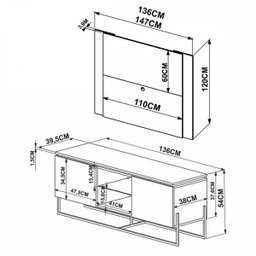 Rack com Painel para Tv até 58 Polegadas Vesta Thassos/branco/preto - Artesano - 6