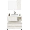 Ver imagem 2 de Kit Gabinete Balcão e Espelheira de Banheiro Marina Mármore Branco