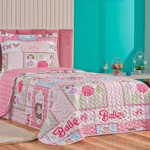 Cobre Leito Solteiro Babel Kids Dupla face Microfibra 2 pç - Ballet