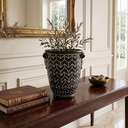 Ver imagem 2 de Cachepot Vaso Cerâmica Preto e Branco Estampa Chevron Pintado À Mão 25cm Columbus Gold