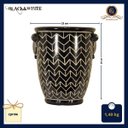 Ver imagem 3 de Cachepot Vaso Cerâmica Preto e Branco Estampa Chevron Pintado À Mão 25cm Columbus Gold
