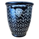 Ver imagem 1 de Cachepot Vaso Cerâmica Preto e Branco Estampa Chevron Pintado À Mão 25cm Columbus Gold