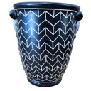 Ver imagem 4 de Cachepot Vaso Cerâmica Preto e Branco Estampa Chevron Pintado À Mão 25cm Columbus Gold