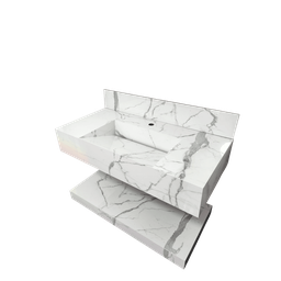 Pia em Porcenato C/prateleira Branco Carrara 65x35 - 1