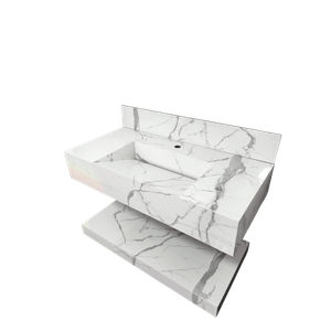 Pia em Porcenato C/prateleira Branco Carrara 65x35